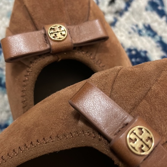 Tory Burch Marion Suede Leather Brown Flats Shoes sz 9M - Picture 6 of 16